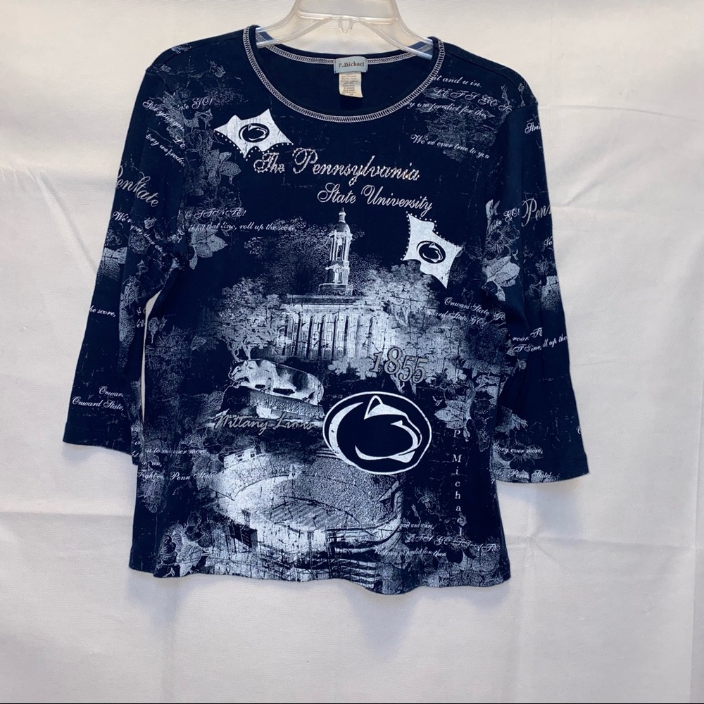 P. Michael PSU Bling -3/4 Length Sleeve Women's Top - Med.